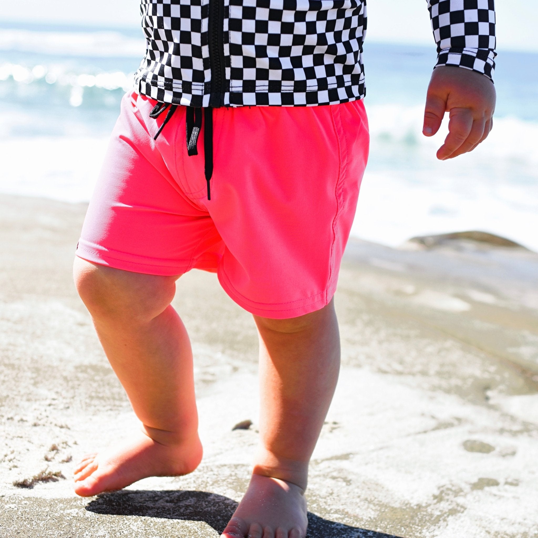 Neon Pink Hybrid Swim Shorts - George Hats