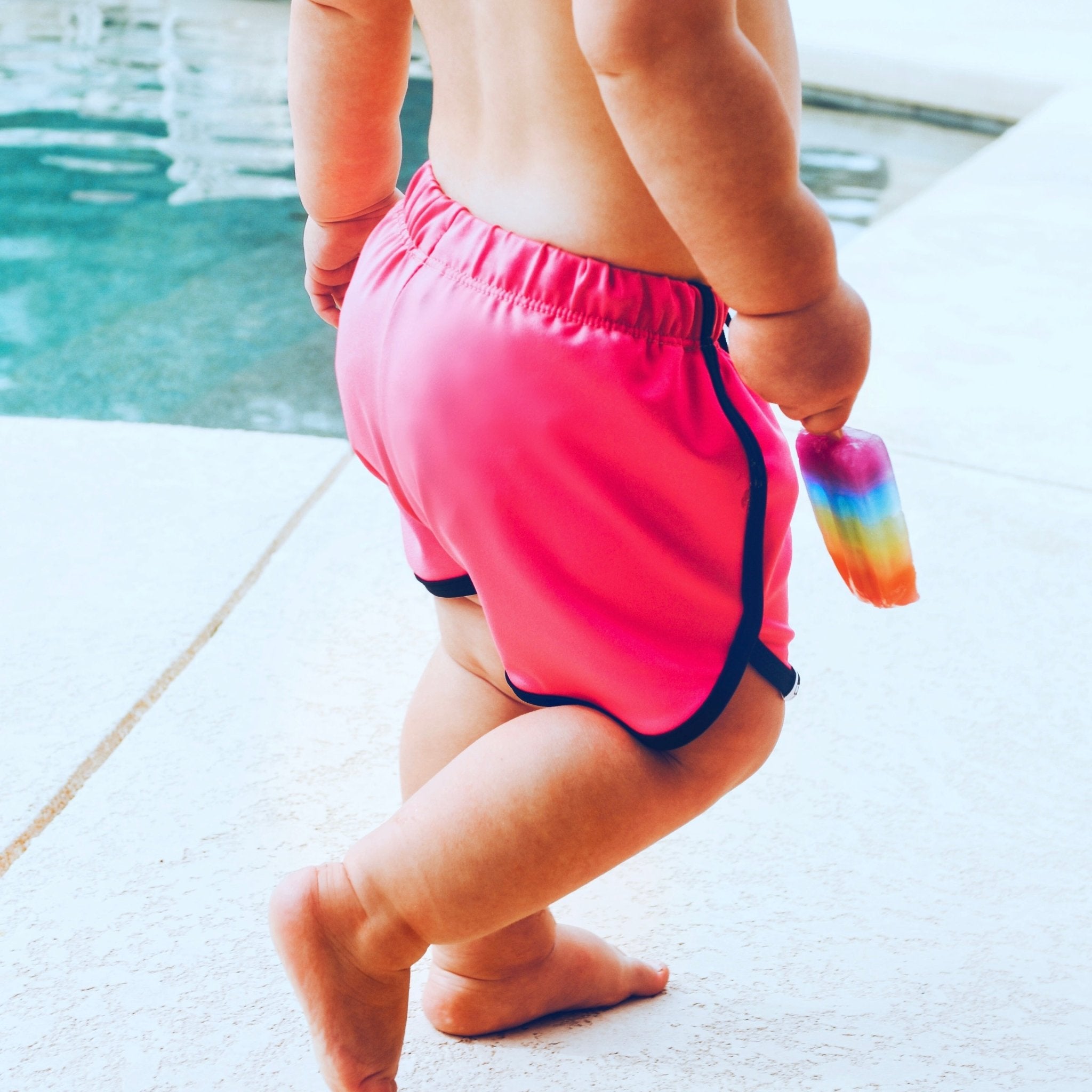 Neon Pink Track Swim Shorts - George Hats