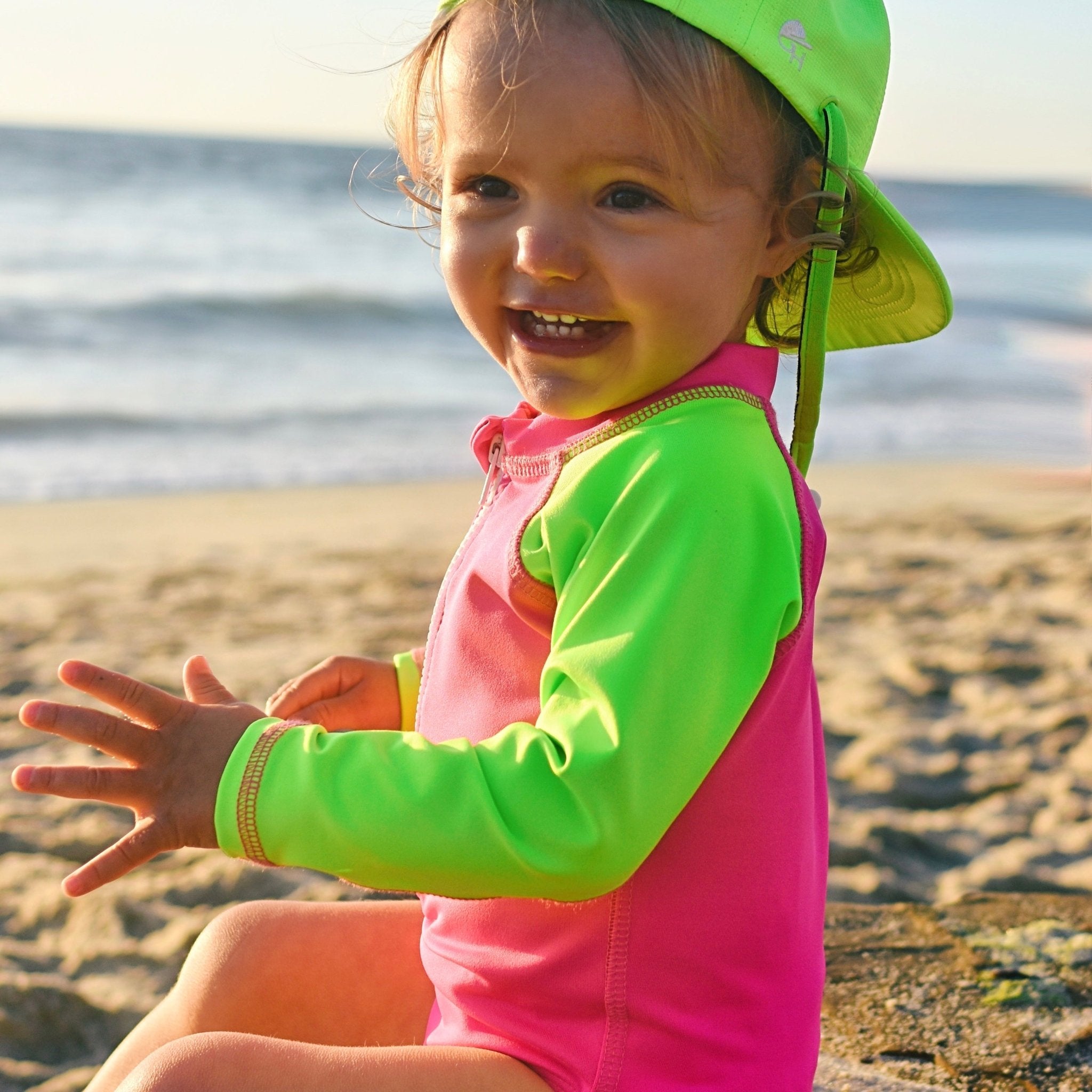 Girls Neon Swim Suit George Hats