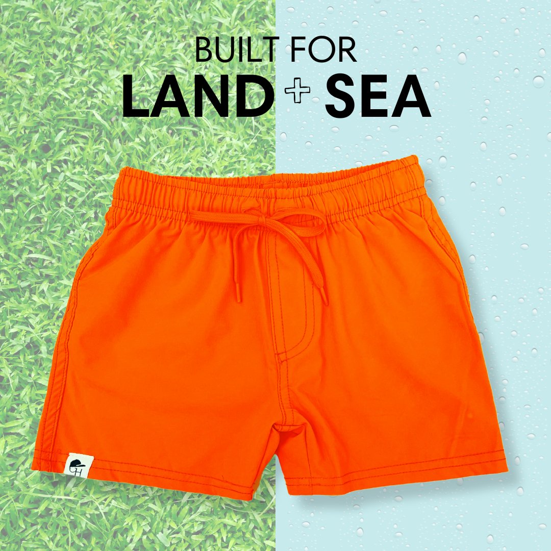 PRE-ORDER Neon Orange Hybrid Swim Shorts - George Hats