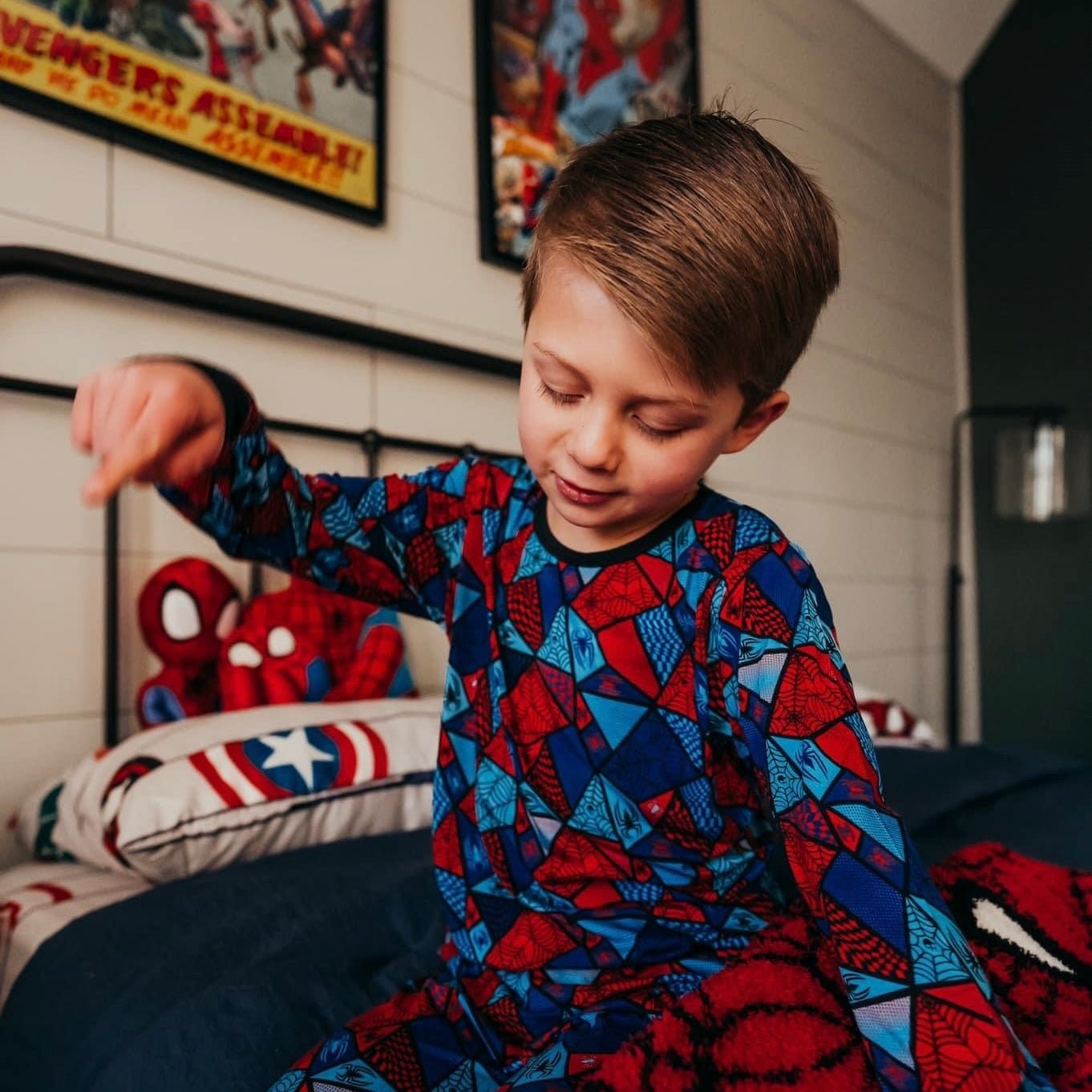 Spider Check Long Sleeve Pajamas - George Hats