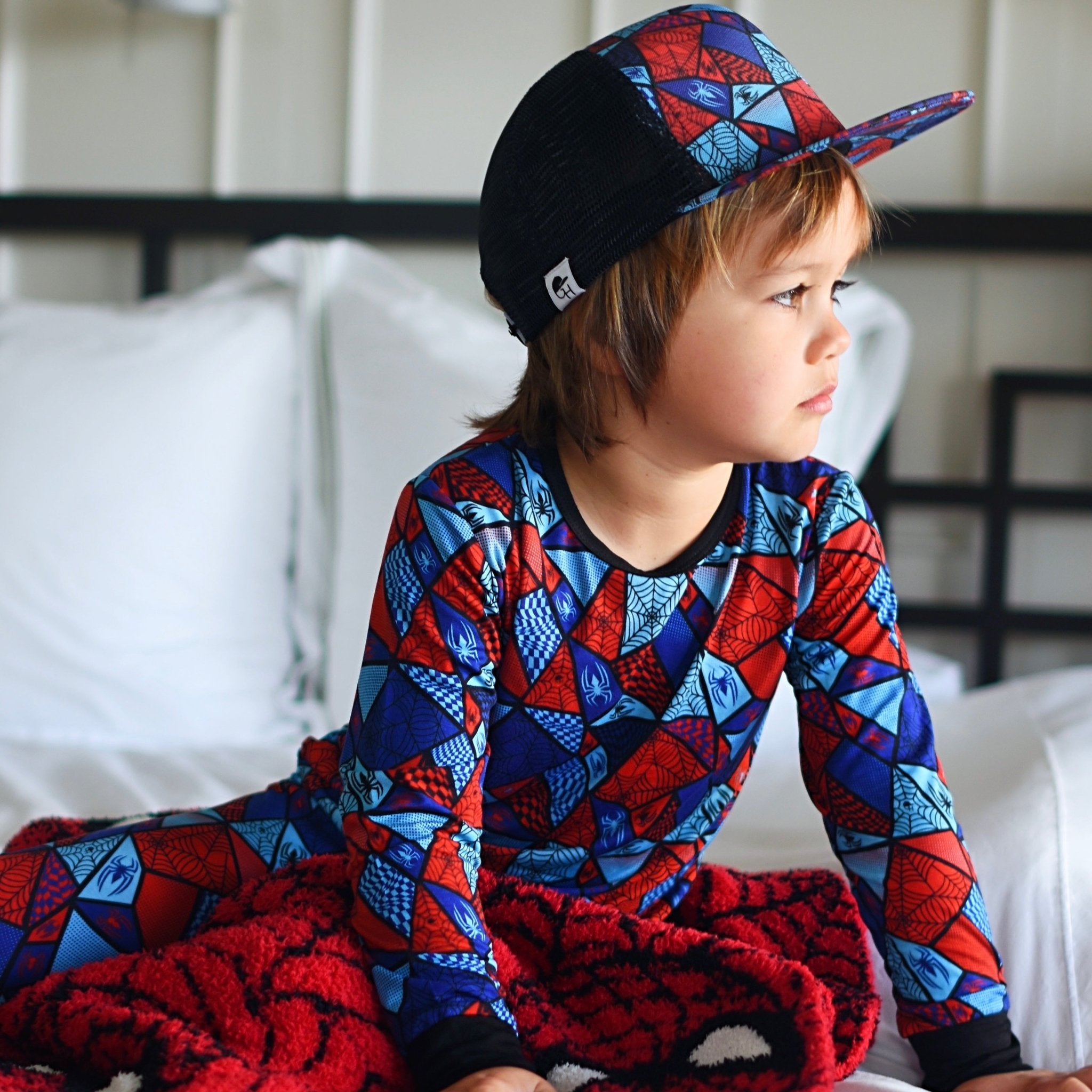 Spider Check Long Sleeve Pajamas - George Hats