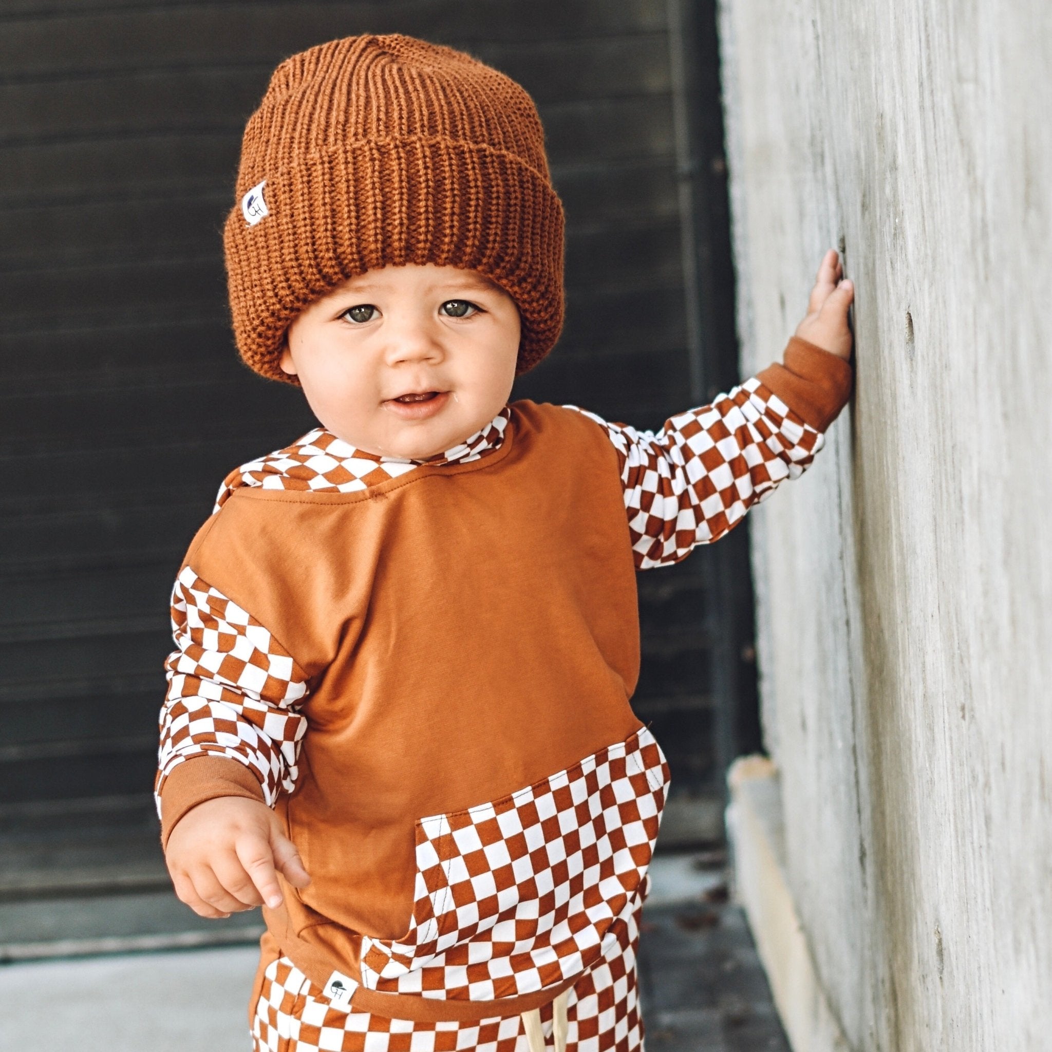 Tan Check Hoodie - George Hats