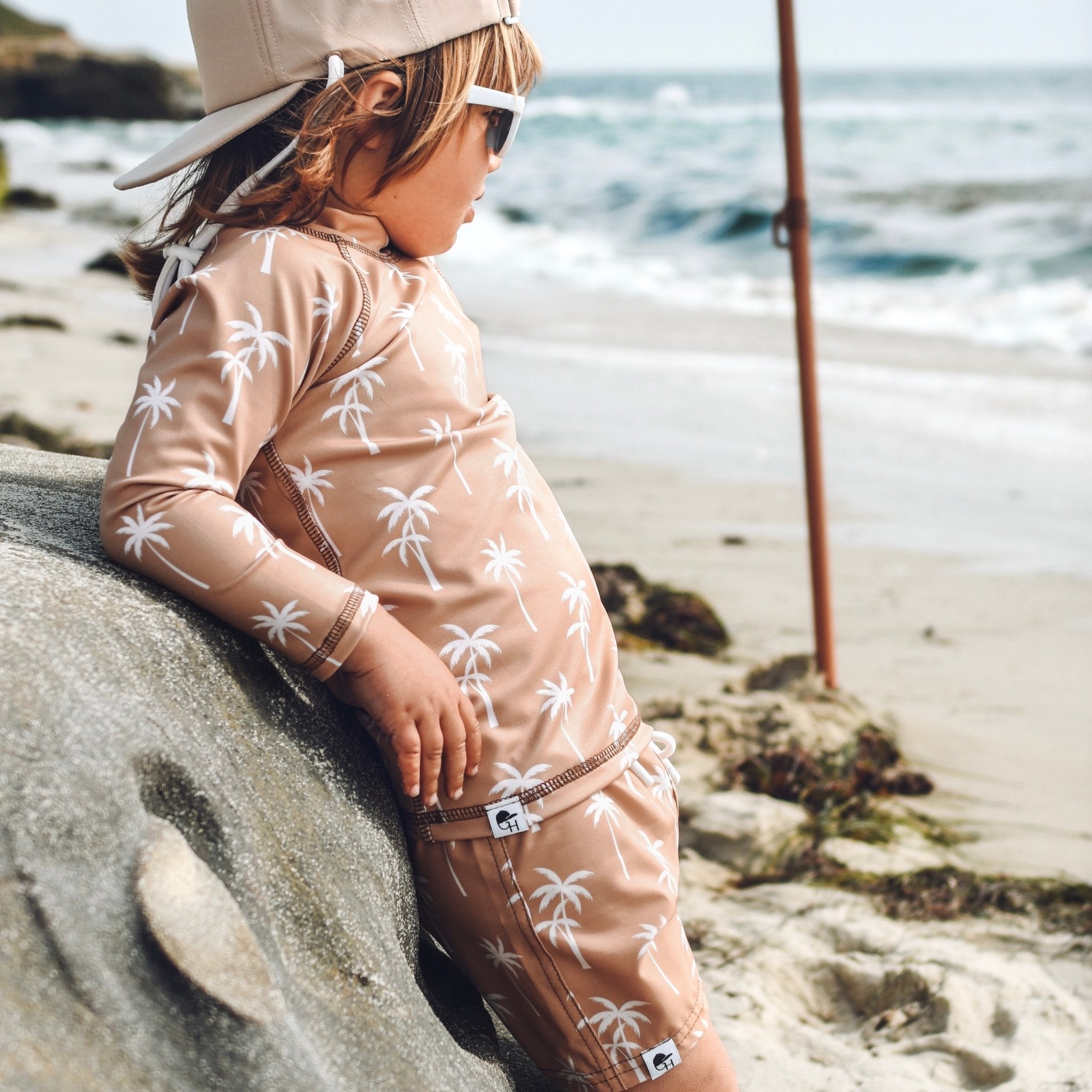 Tan Palm Rash Guard - George Hats