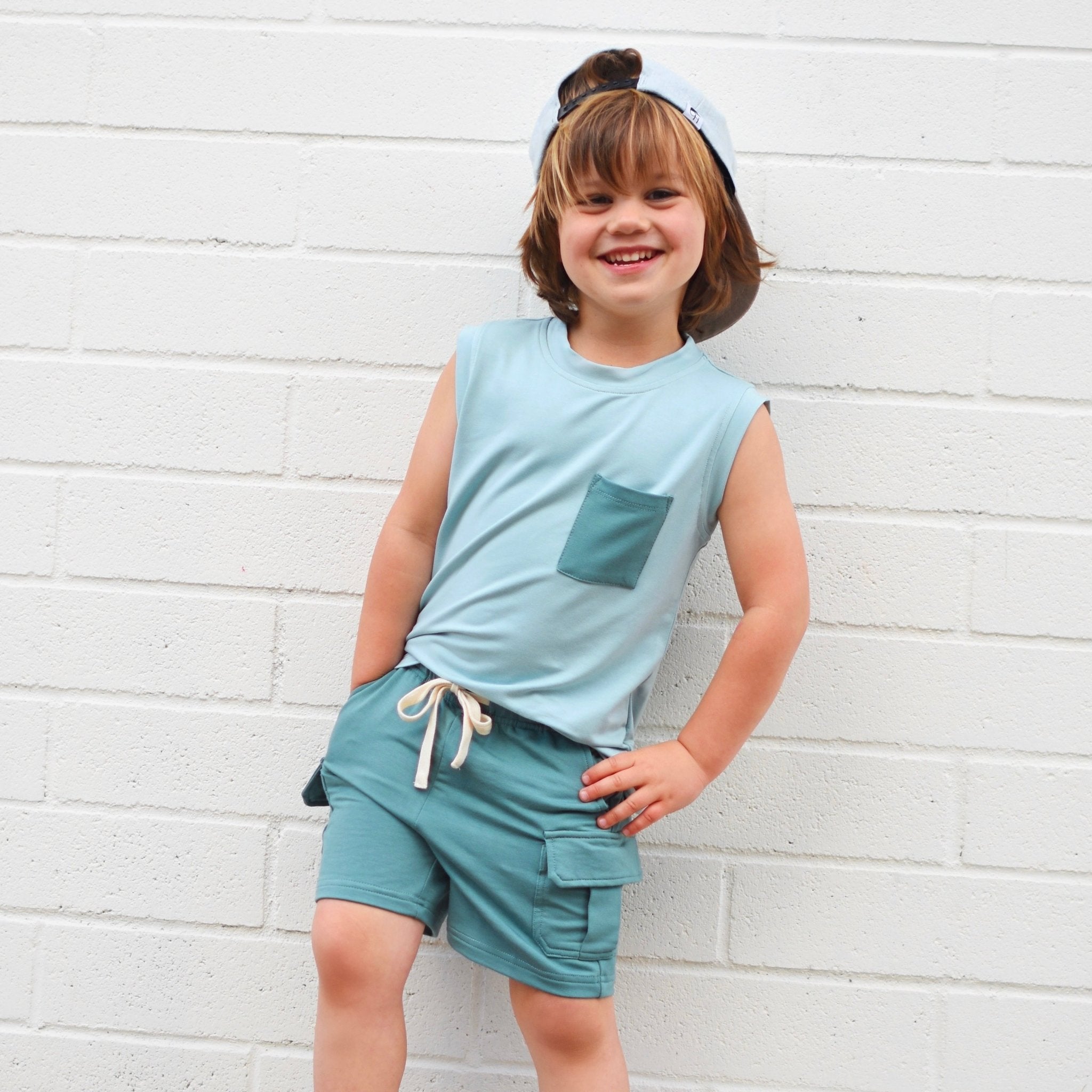 Teal Bamboo Cargo Shorts - George Hats