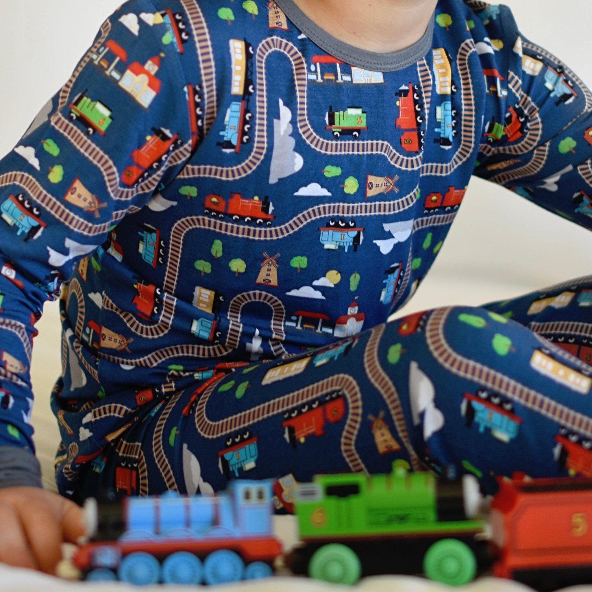 Trains Long Sleeve Pajamas - George Hats