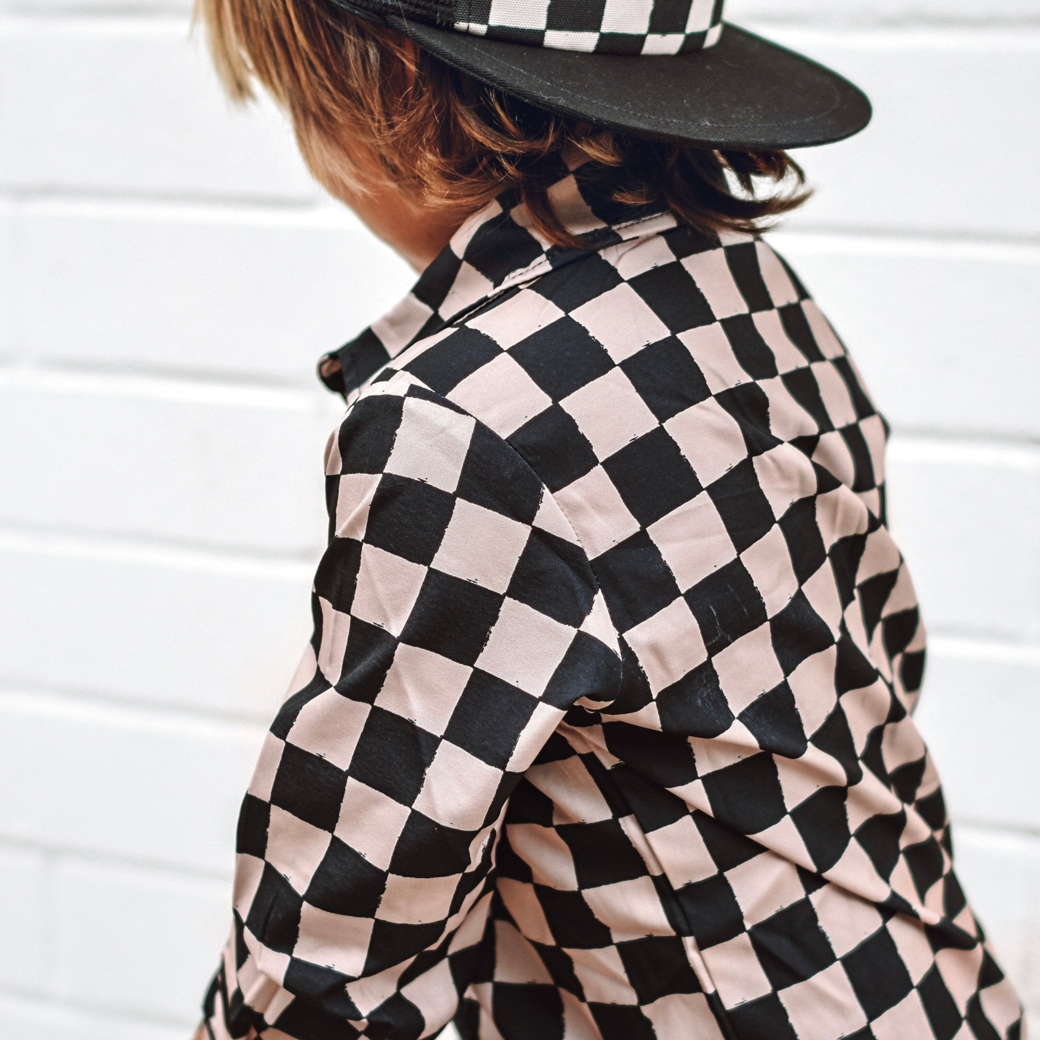 Vintage Check Long Sleeve Collared Tee - George Hats